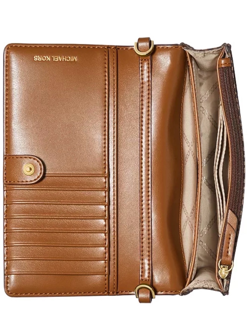 Michael Kors Brown Logo Crossbody with Tan Trim and Logo Strap EUC - Picture 7 of 8